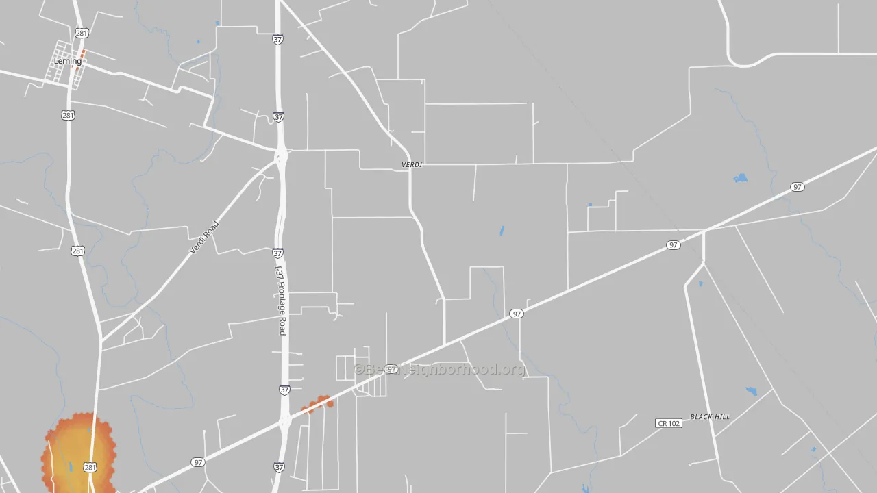 Bike Grade map of Verdi, TX