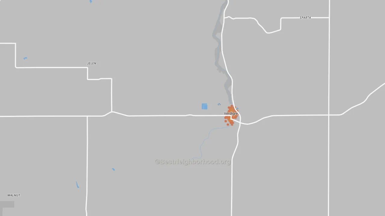 Bike Grade map of Verdigre, NE