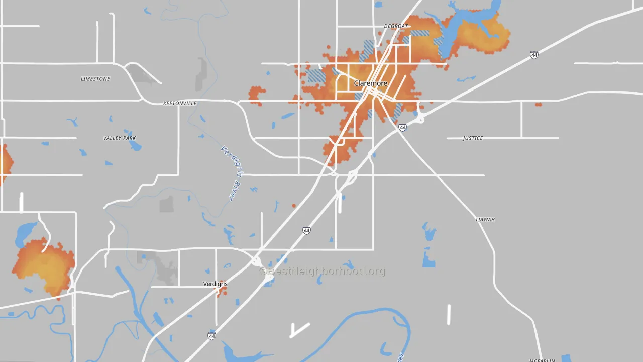 Bike Grade map of Verdigris, OK