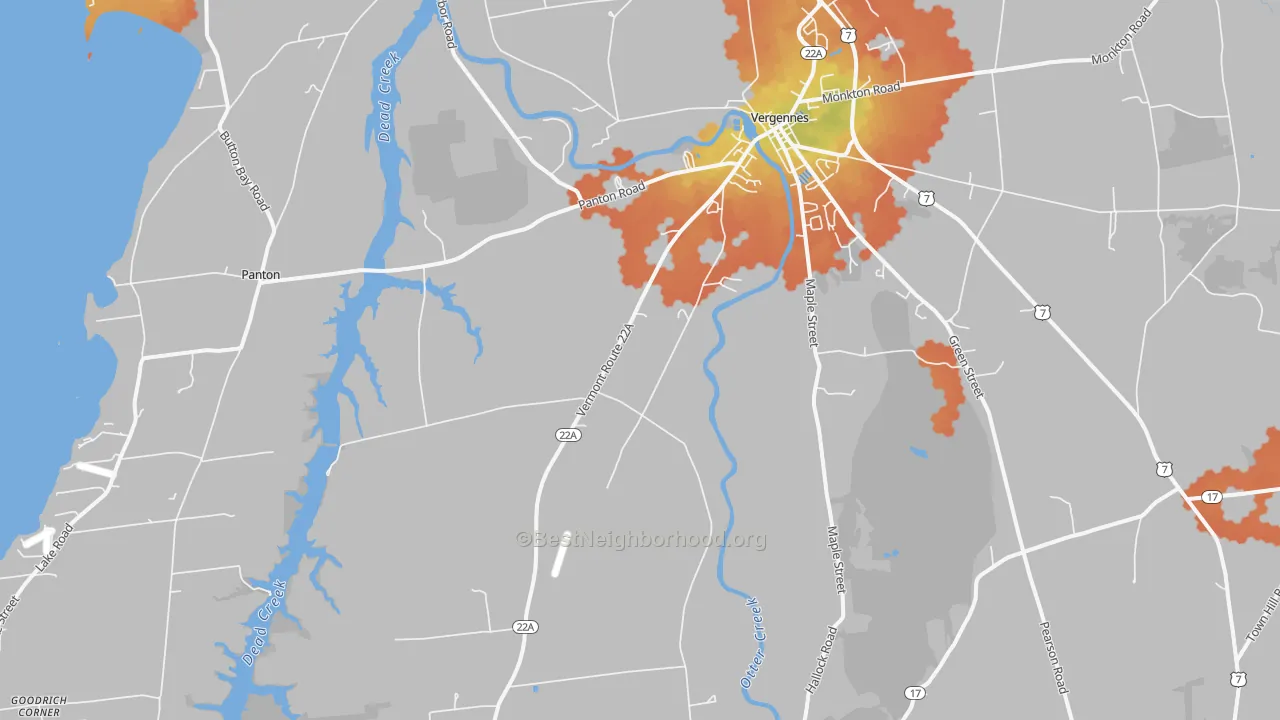 Bike Grade map of Vergennes, VT