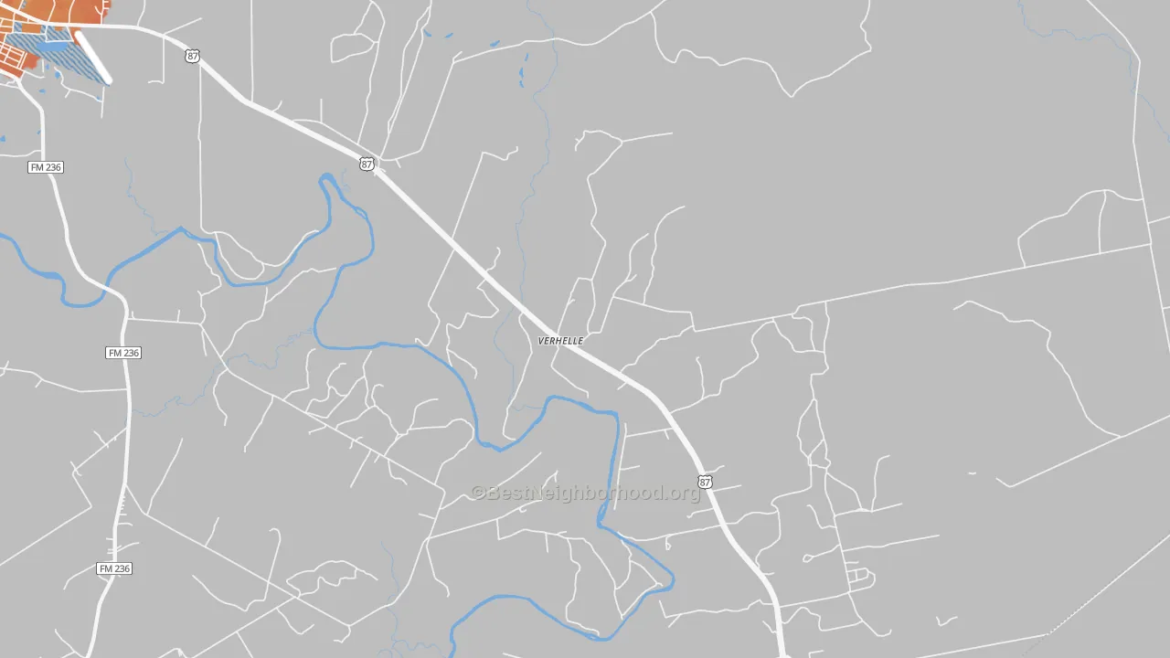 Bike Grade map of Verhelle, TX