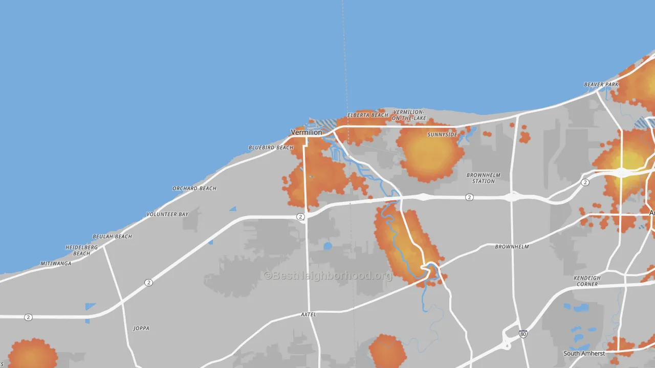 Bike Grade map of Vermilion, OH