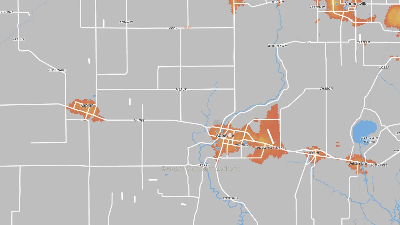Bike Grade map of Vermilion Parish, LA