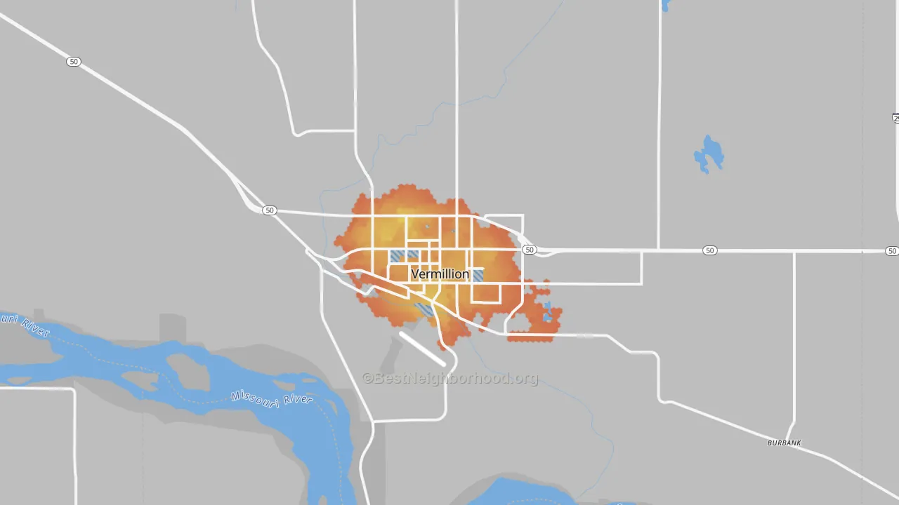 Bike Grade map of Vermillion, SD