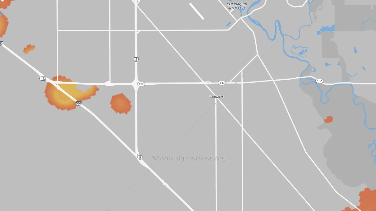 Bike Grade map of Vernalis, CA