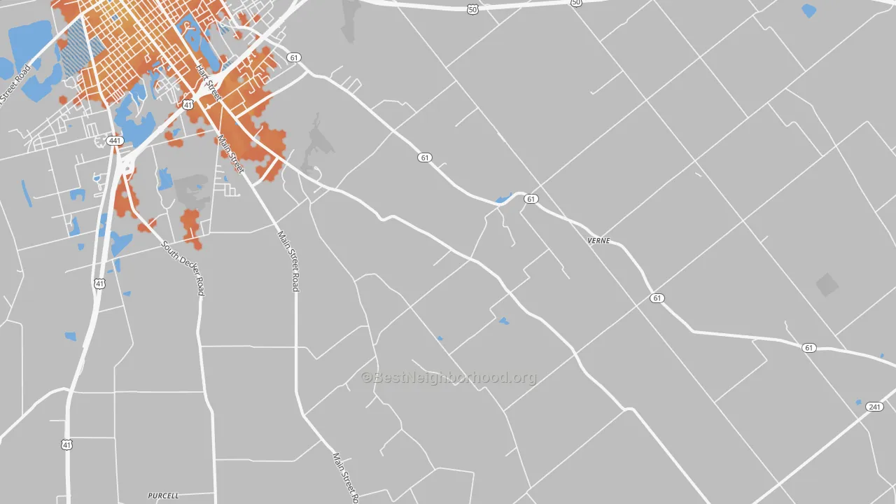 Bike Grade map of Verne, IN