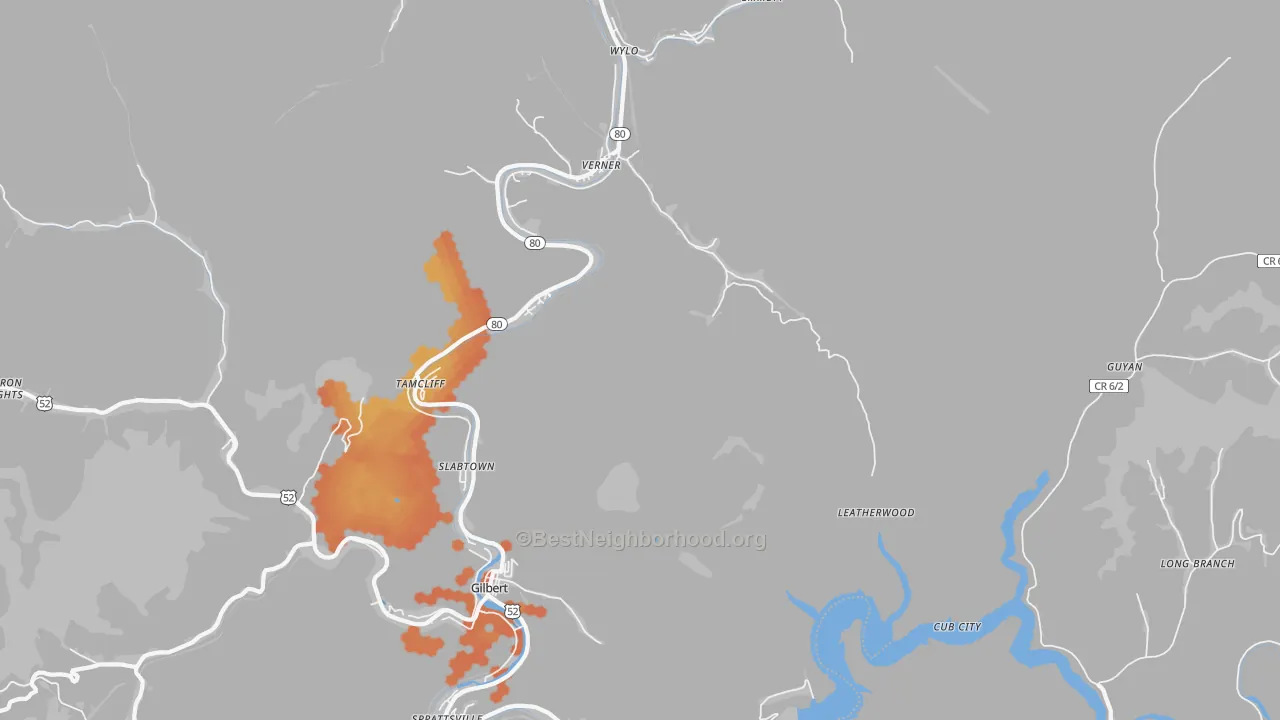 Bike Grade map of Verner, WV