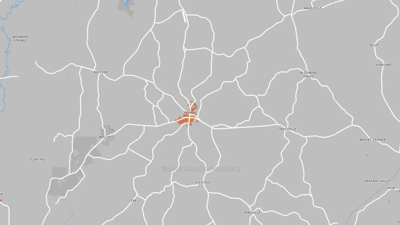Bike Grade map of Vernon, AL