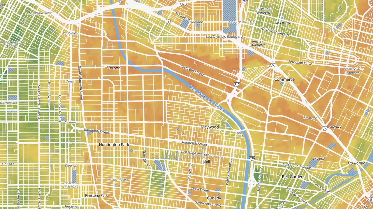 Bike Grade map of Vernon, CA