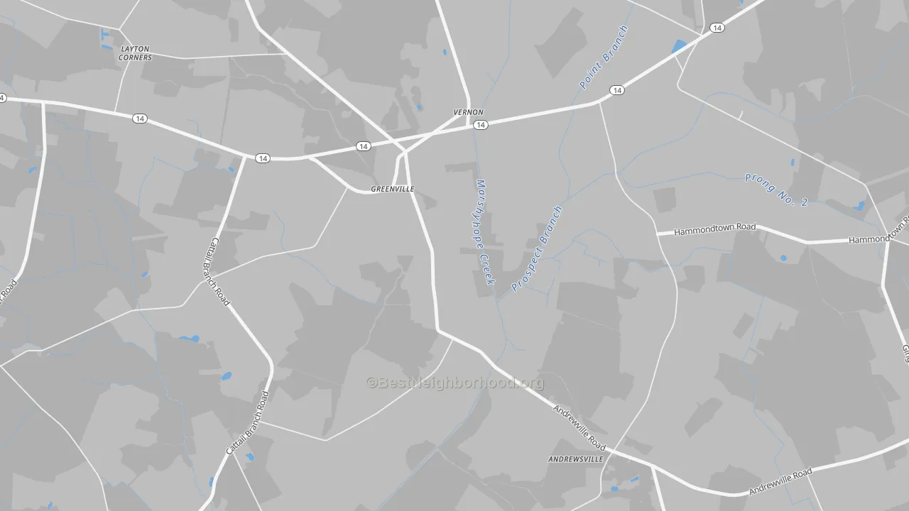 Bike Grade map of Vernon, DE