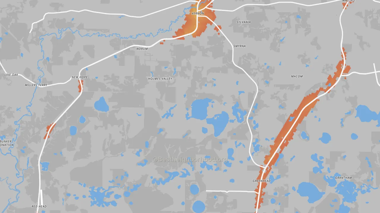 Bike Grade map of Vernon, FL