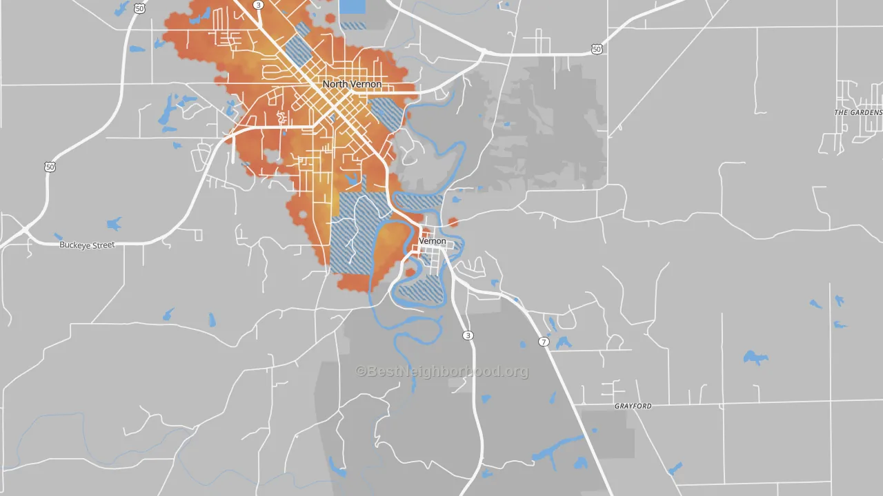 Bike Grade map of Vernon, IN