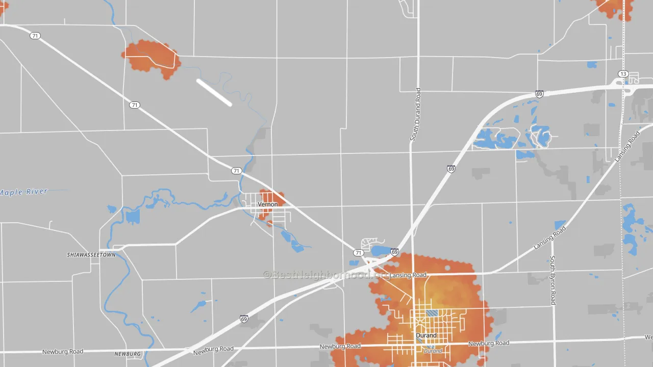 Bike Grade map of Vernon, MI