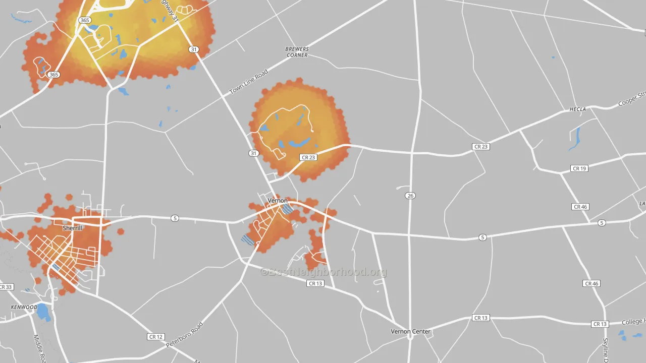 Bike Grade map of Vernon, NY