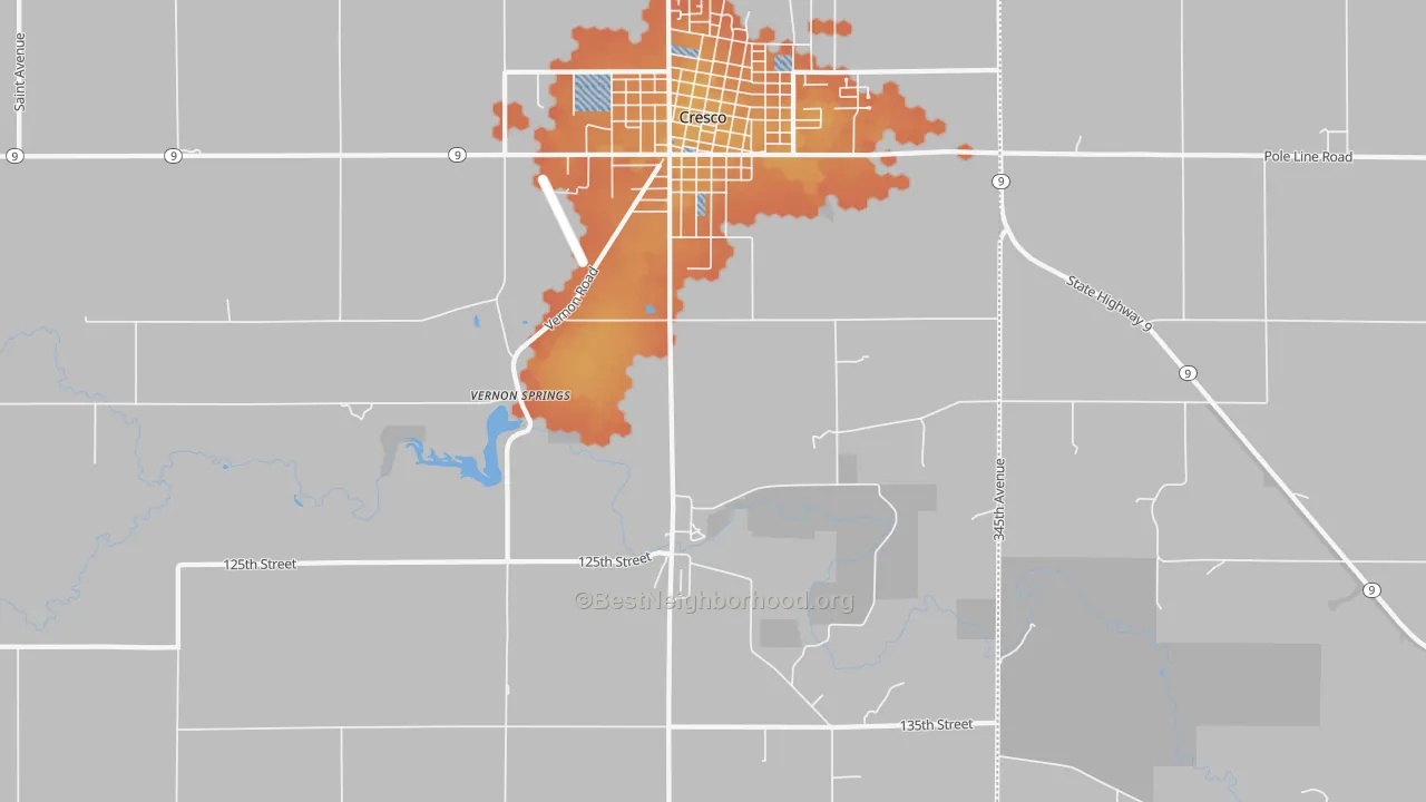Bike Grade map of Vernon Springs, IA