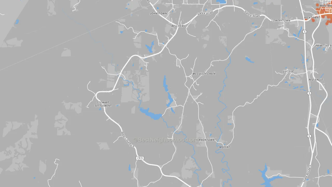 Bike Grade map of Vernontown, AL