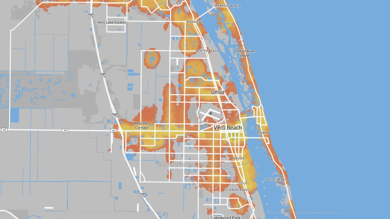 Bike Grade map of Vero Beach, FL