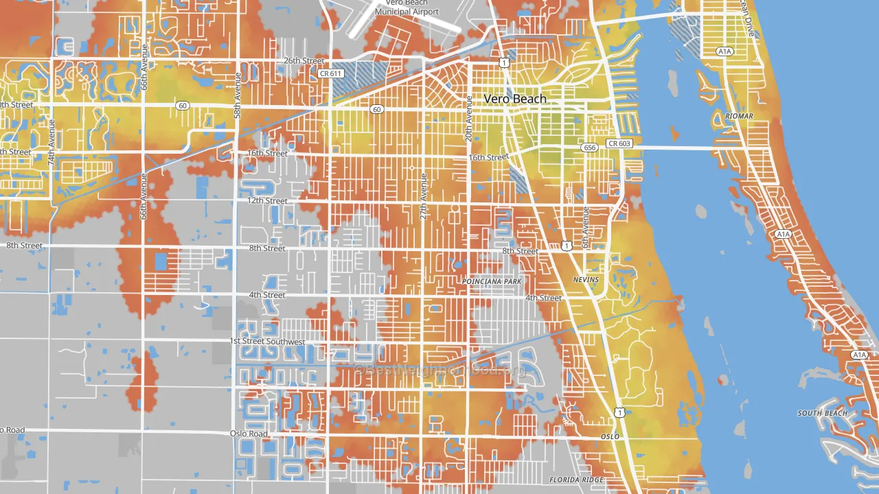 Bike Grade map of Vero Beach South, FL