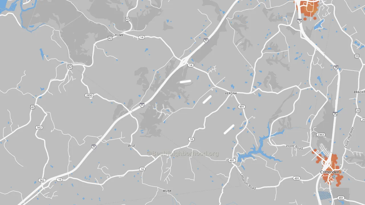 Bike Grade map of Verona, KY