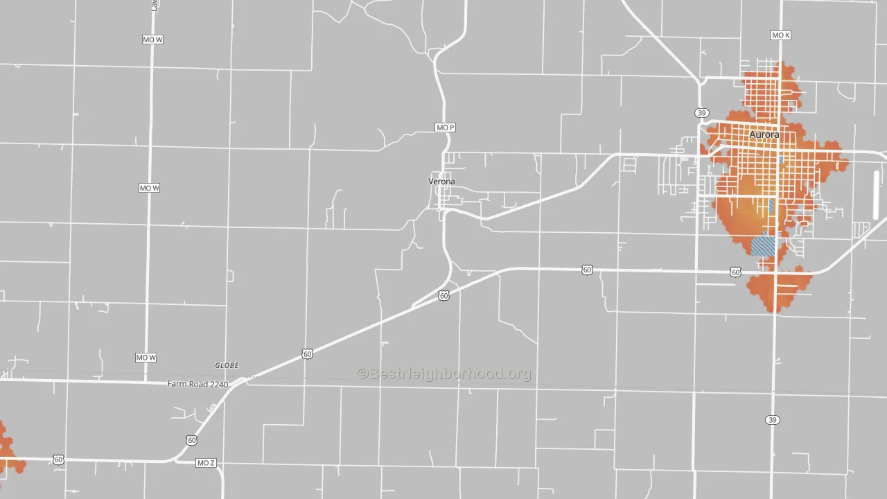 Bike Grade map of Verona, MO