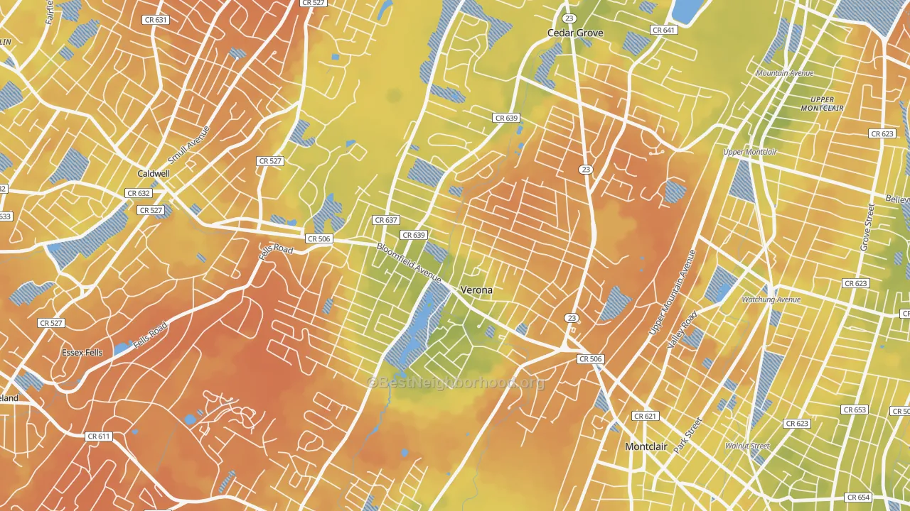 Bike Grade map of Verona, NJ