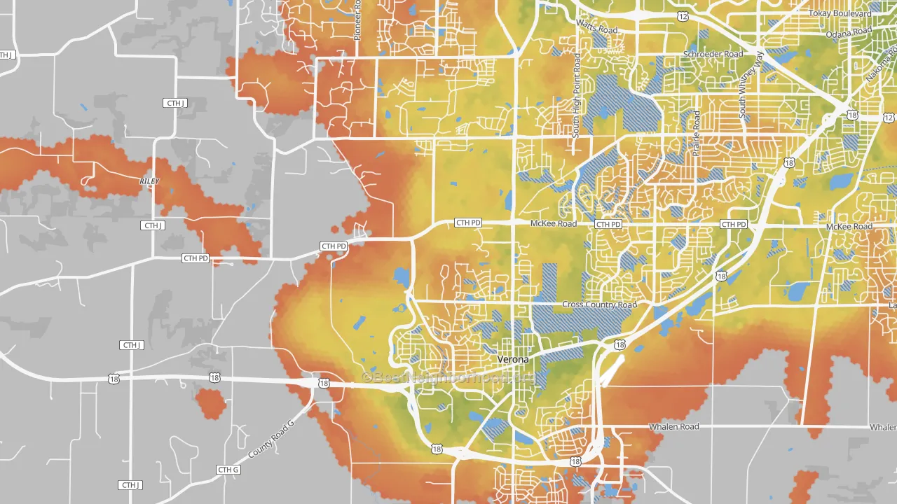 Bike Grade map of Verona, WI