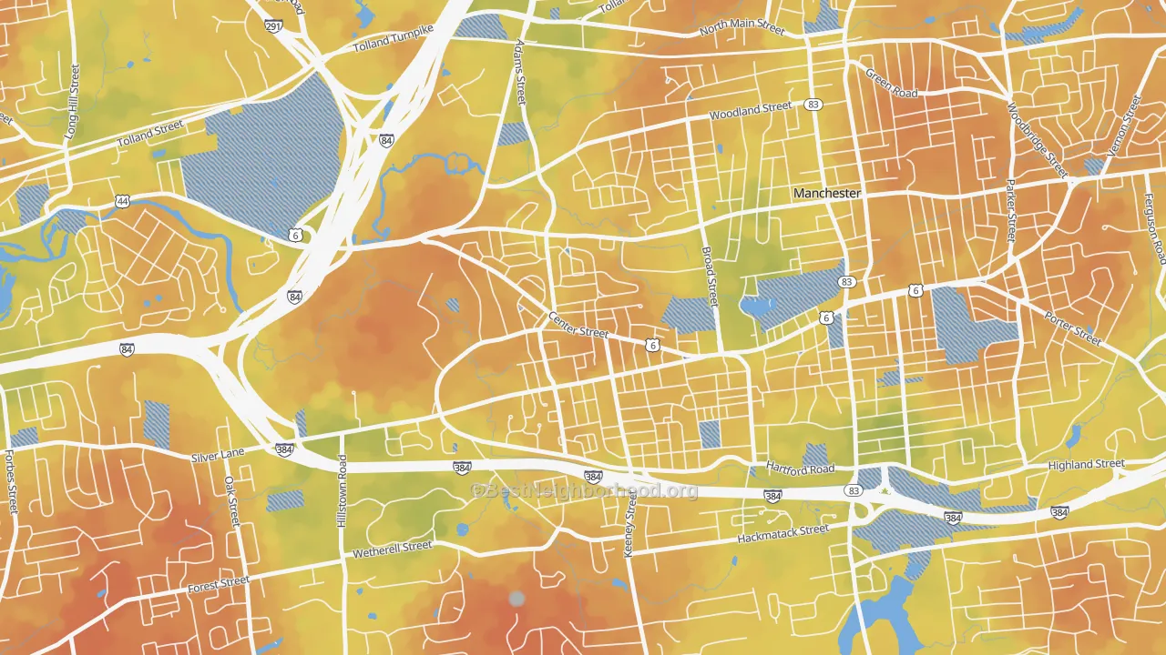Bike Grade map of Verplanck, Manchester, CT