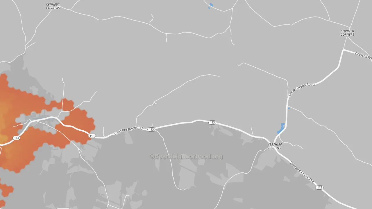 Bike Grade map of Vershire Heights, VT