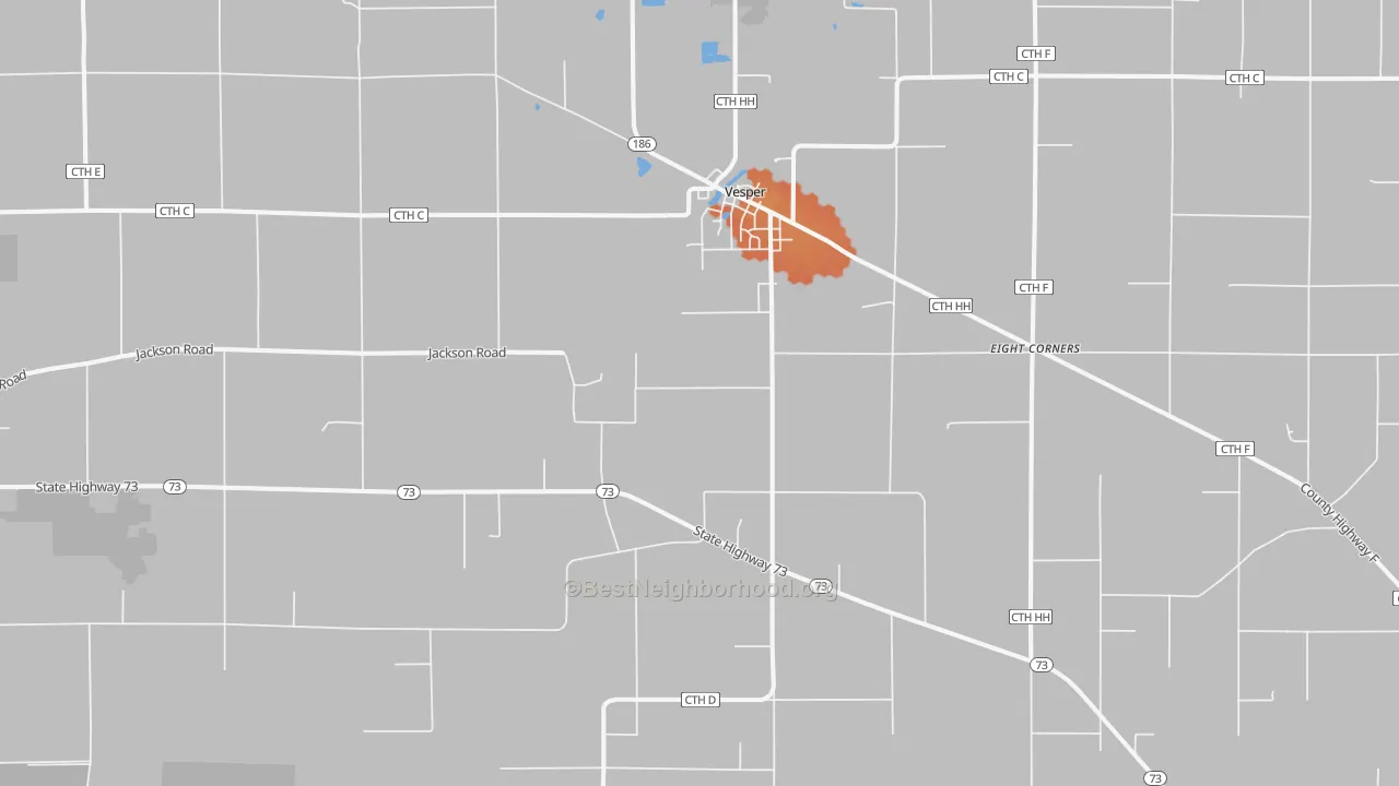 Bike Grade map of Vesper, WI