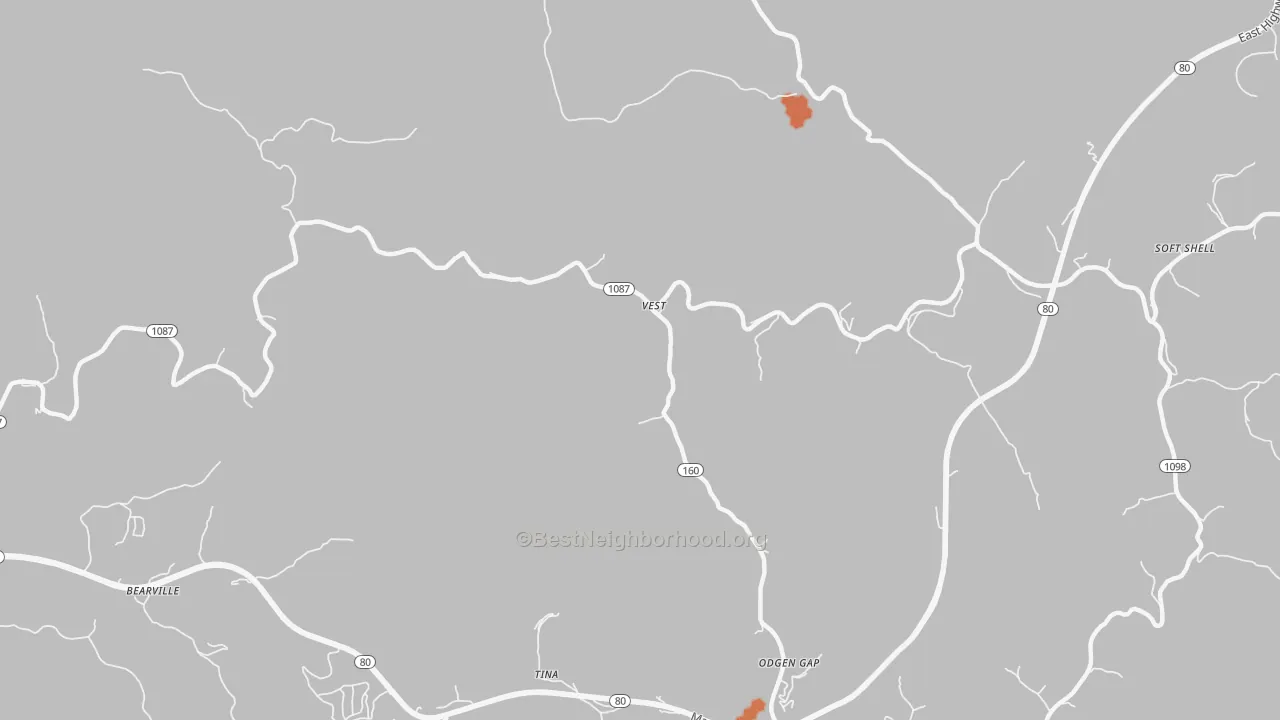 Bike Grade map of Vest, KY