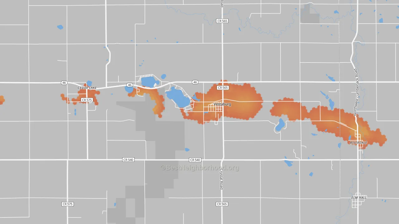 Bike Grade map of Vestaburg, MI