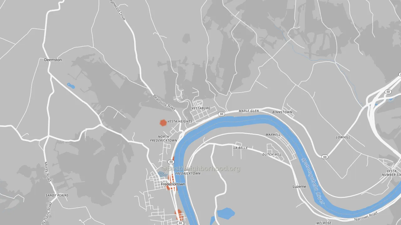 Bike Grade map of Vestaburg, PA