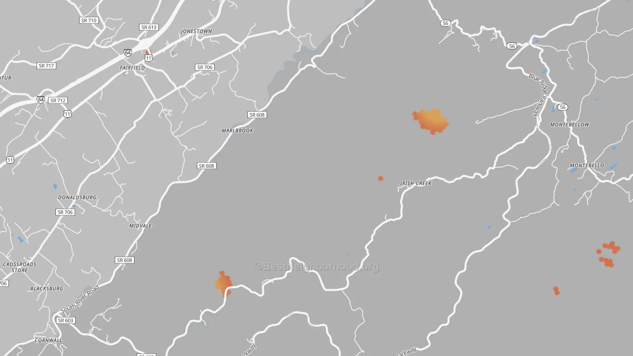 Bike Grade map of Vesuvius, VA