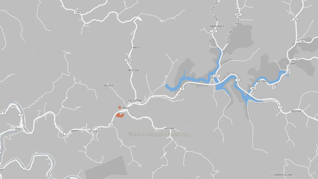 Bike Grade map of Vicco, KY