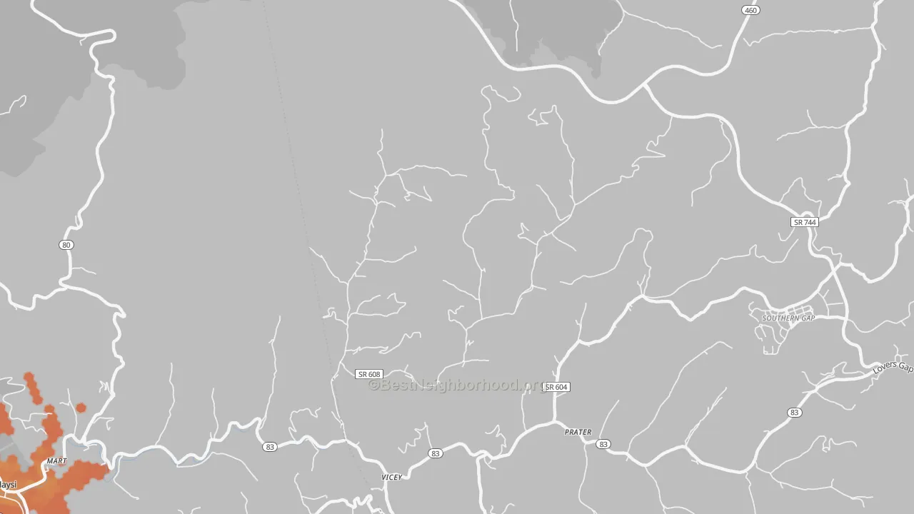 Bike Grade map of Vicey, VA