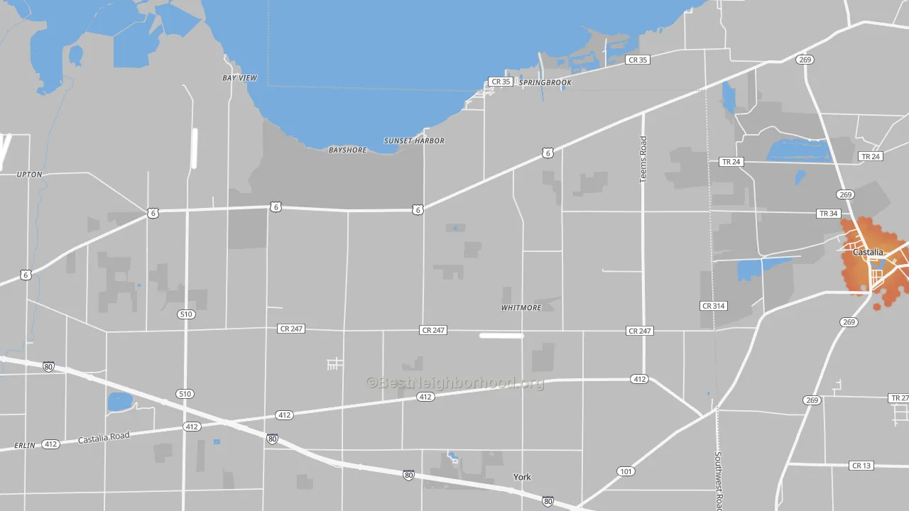 Bike Grade map of Vickery, OH