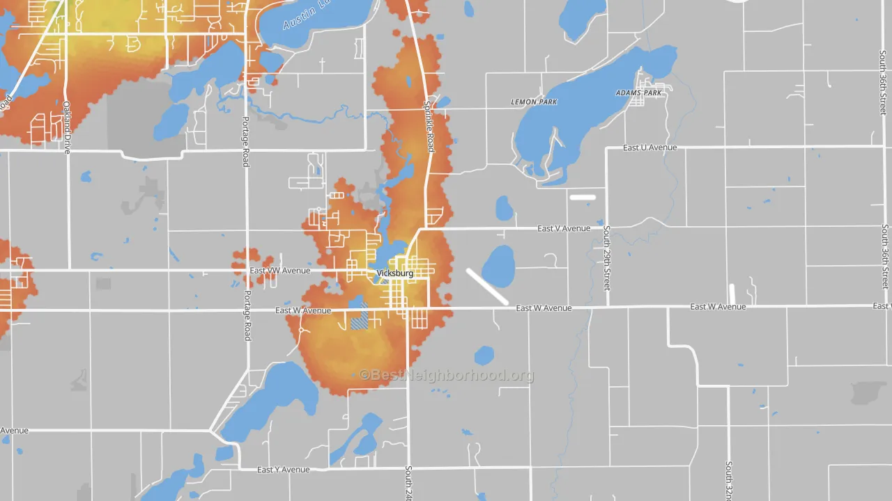 Bike Grade map of Vicksburg, MI