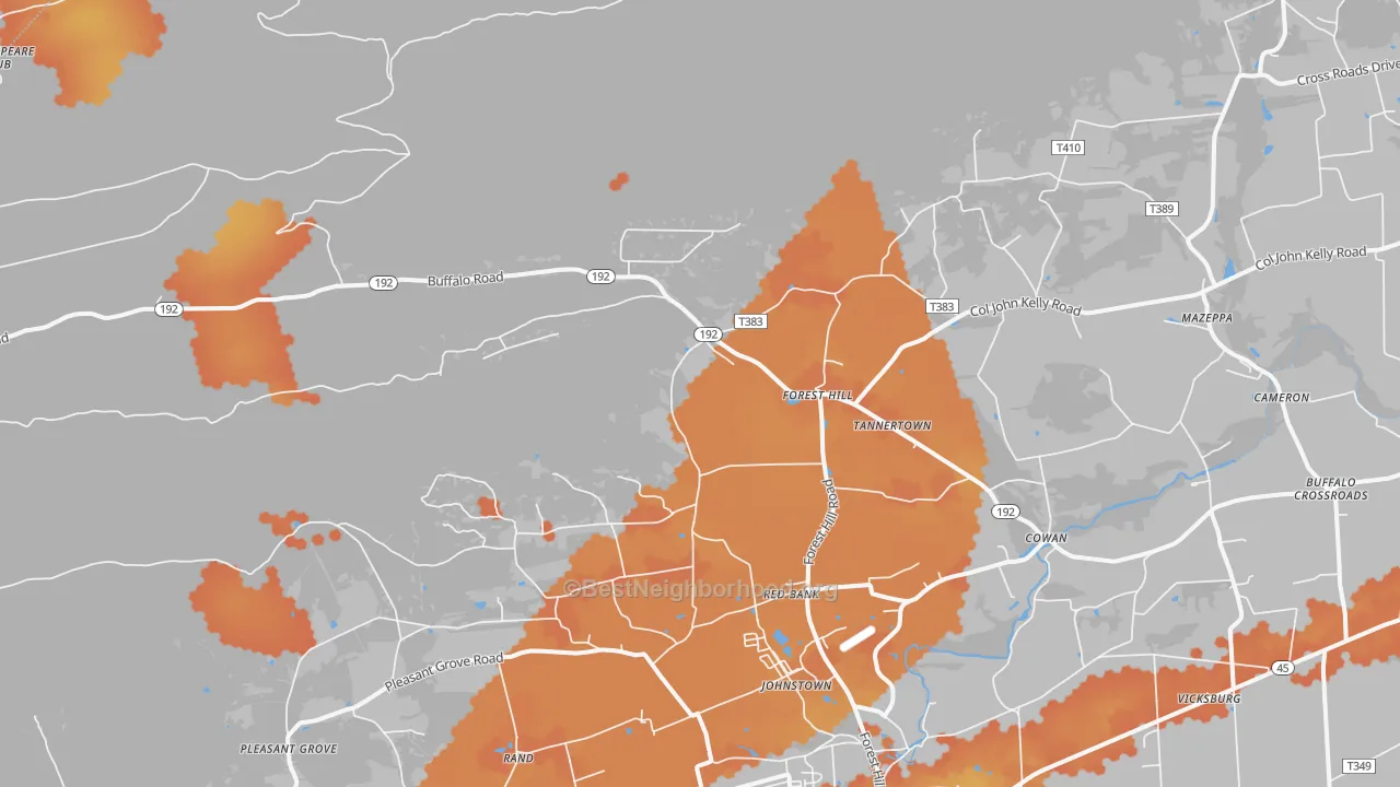 Bike Grade map of Vicksburg, PA