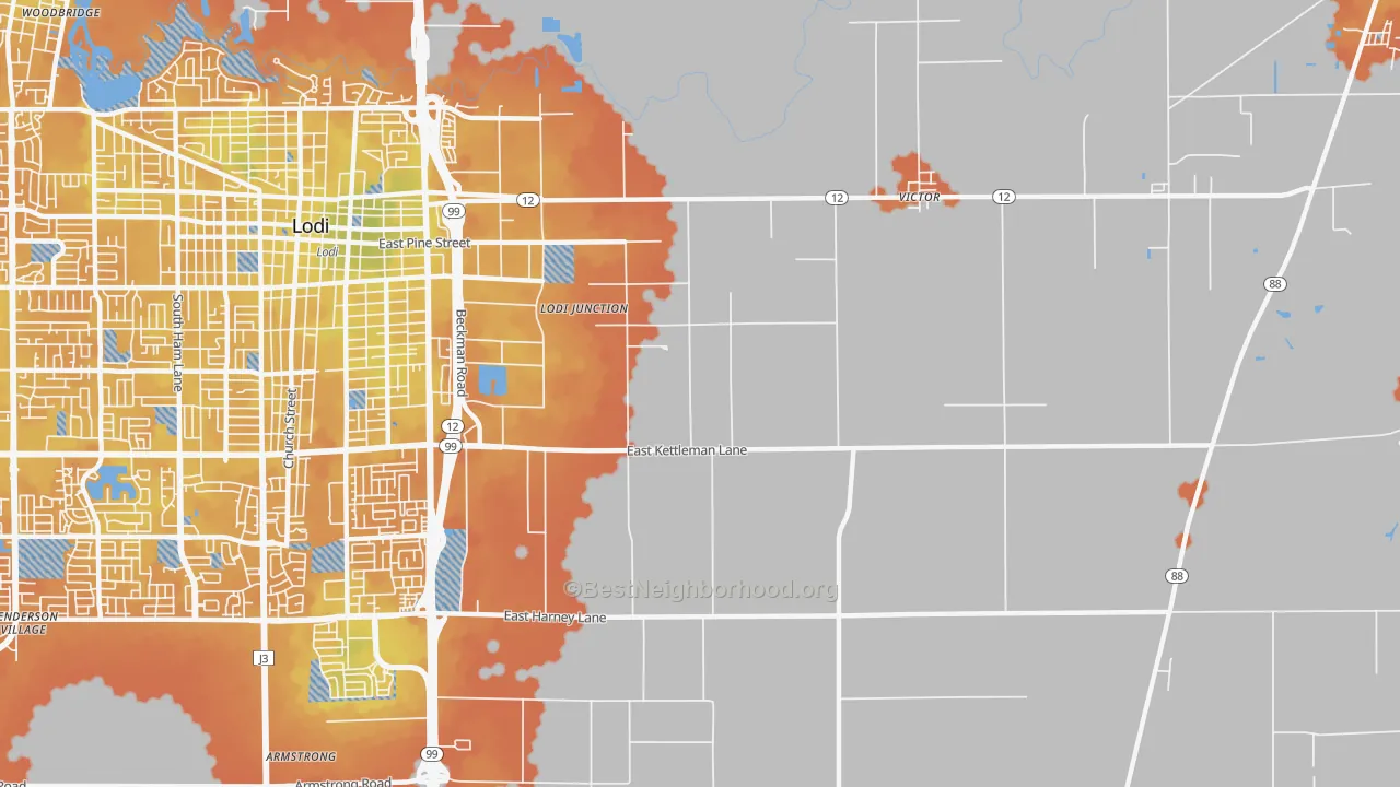 Bike Grade map of Victor, CA
