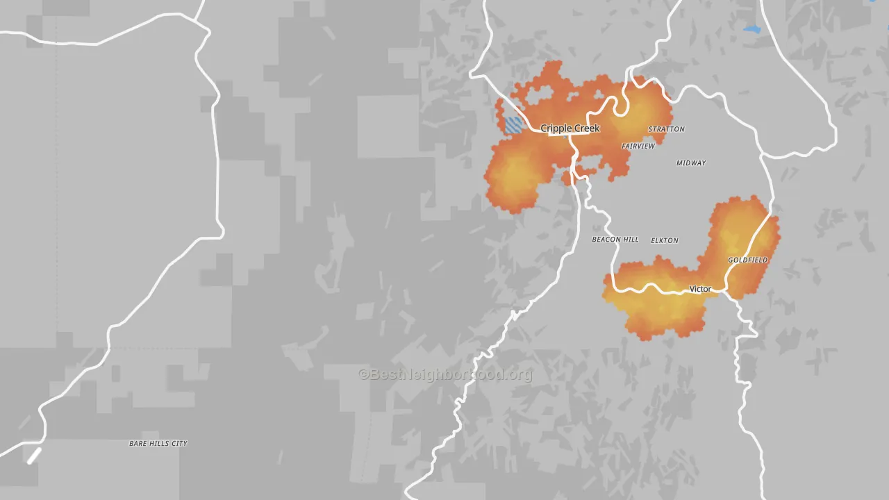 Bike Grade map of Victor, CO