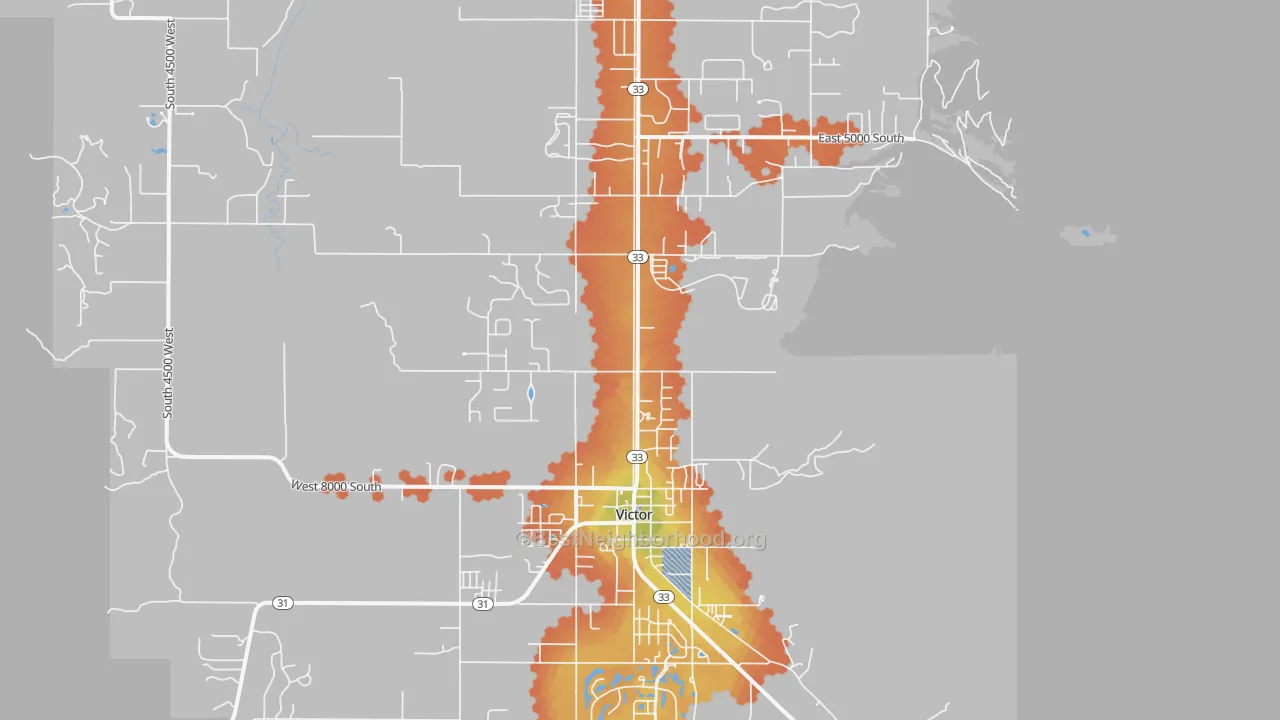 Bike Grade map of Victor, ID