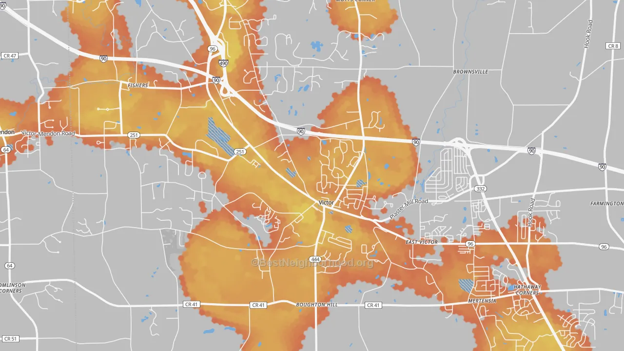 Bike Grade map of Victor, NY