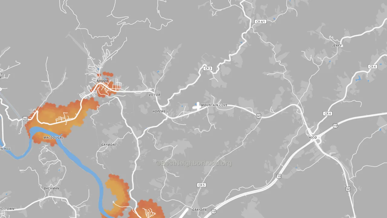 Bike Grade map of Victor, WV