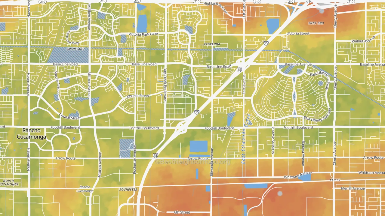 Bike Grade map of Victoria Gardens, Rancho Cucamonga, CA