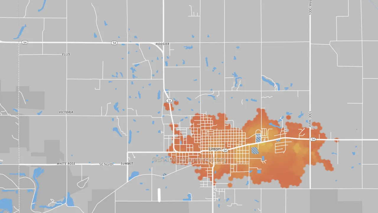 Bike Grade map of Victoria, IN