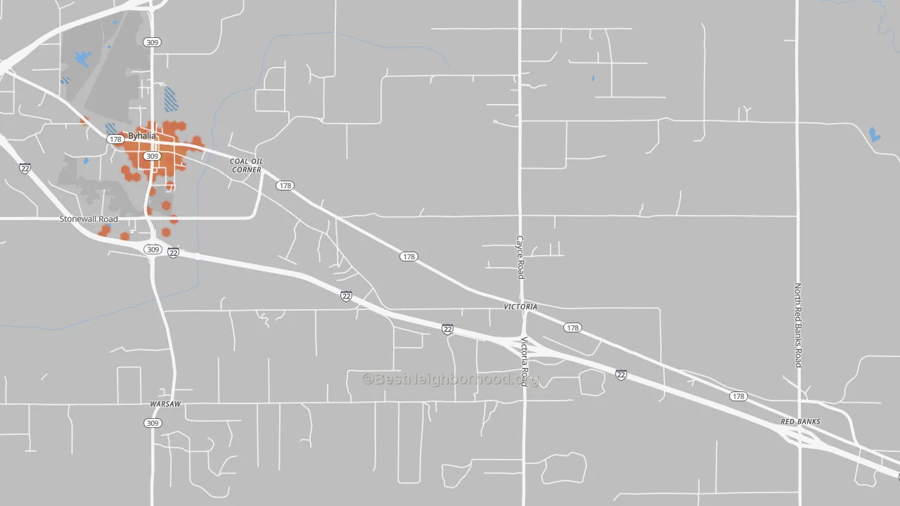 Bike Grade map of Victoria, MS