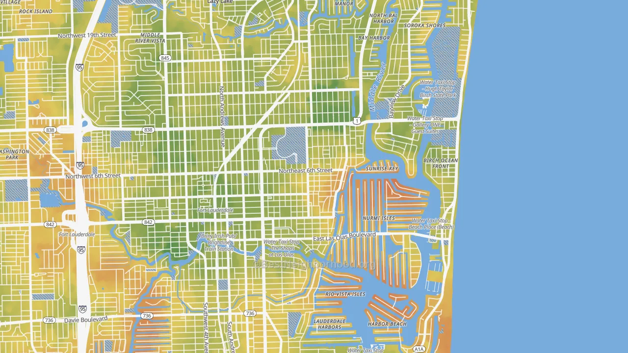 Bike Grade map of Victoria Park, Fort Lauderdale, FL
