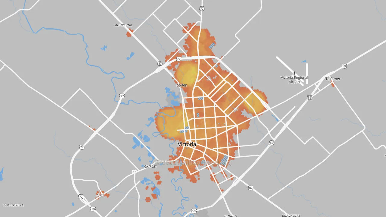 Bike Grade map of Victoria, TX