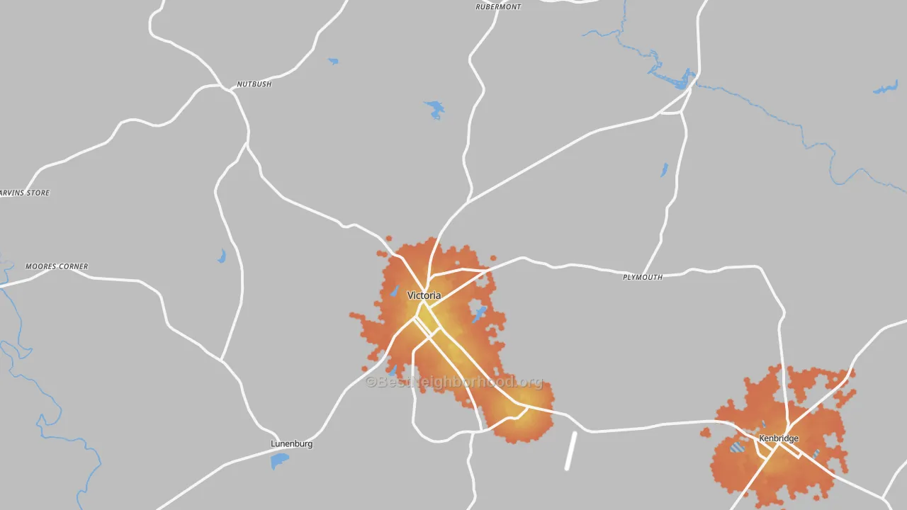 Bike Grade map of Victoria, VA