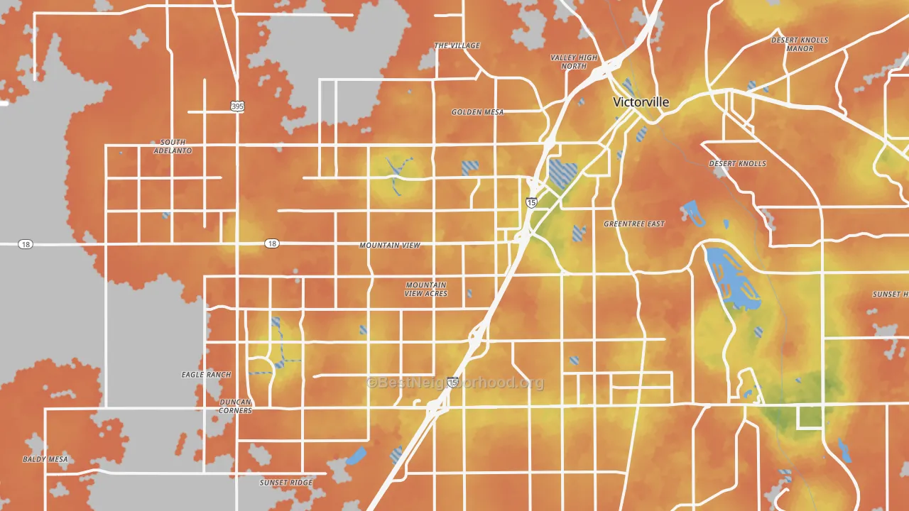 Bike Grade map of Victorville, CA